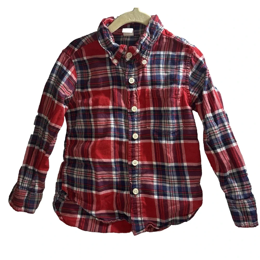 Baby Gap Red Plaid Flannel Button-Down Long-Sleeve Shirt 4T Soft, Warm, Cozy